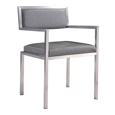 Dylan Contemporary Dining Chair Brushed Stainless Steel And Vintage Gray Faux Leather - Set Of 2 ... pertaining to Pacific Dining Chair (Set Of 2) - Grey, Brushed Stainless Steel